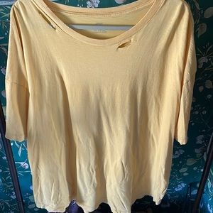 Distressed yellow t shirt